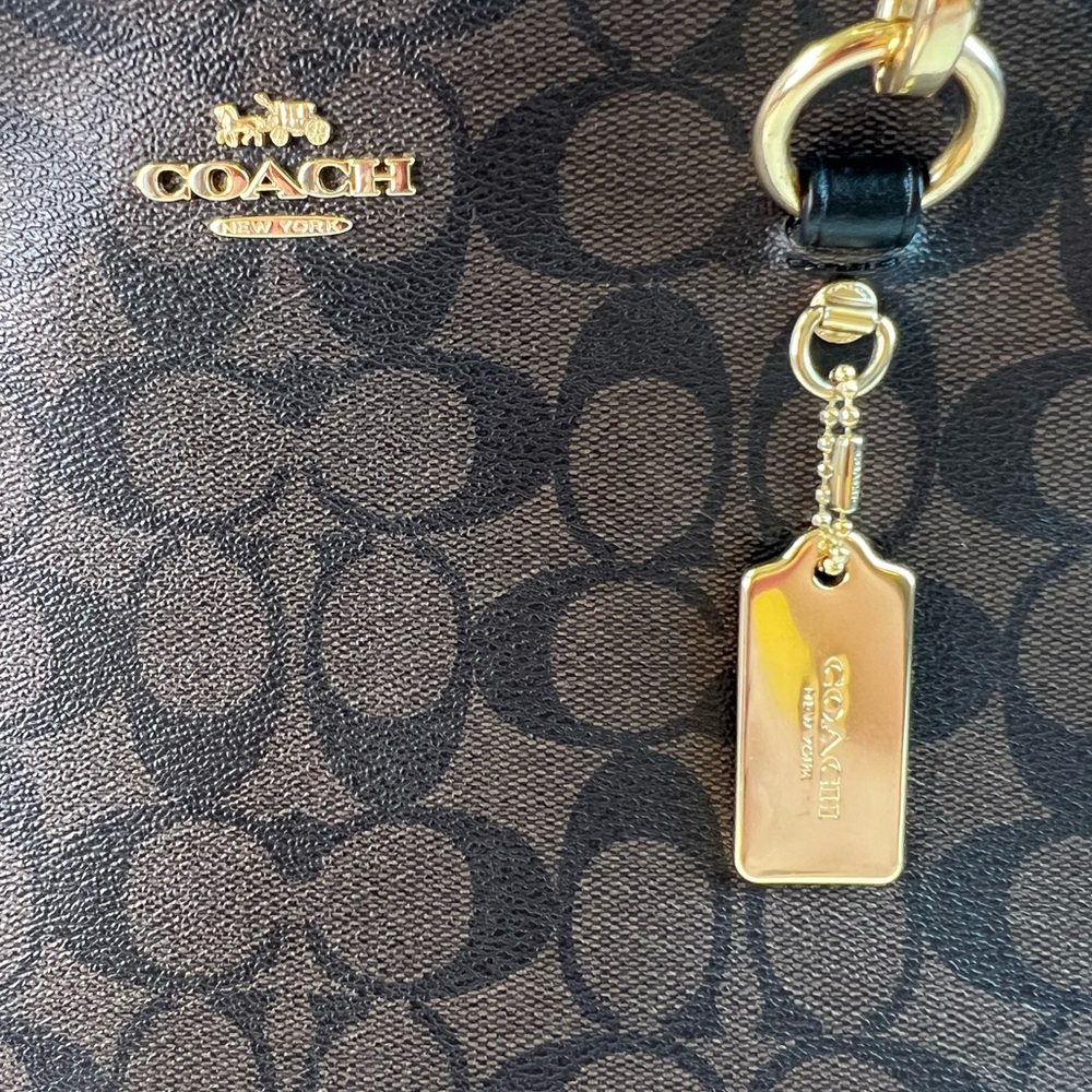 Coach Etta Brown & Black Signature Coated Canvas & Leather Carryall W/COA - Picture 11 of 14